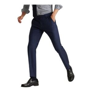BONOBOS Mens Italian Stretch Wool Dress Pants Navy Sz 28 Unhemmed Marzotto NWOT‎